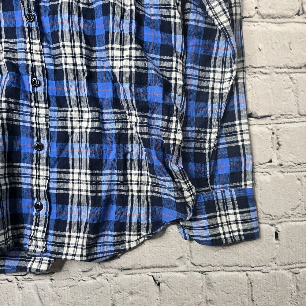 J Crew Womens Boy Fit Cotton Blue Plaid Button Up Fall Preppy Blouse Size 4 - Picture 6 of 12